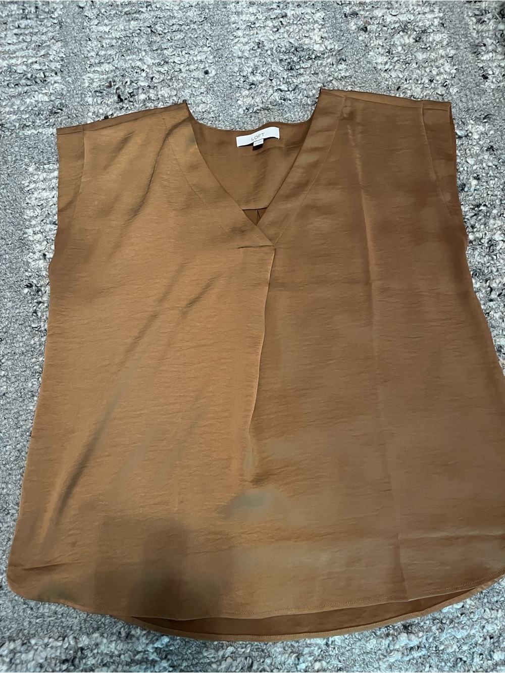 LOFT Brown Sleeveless V-Neck Blouse